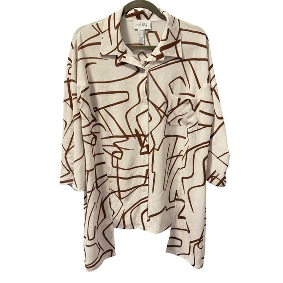 Joseph Ribkoff Abstract Print Button-Up Shirt Size M tunic - Picture 1 of 12